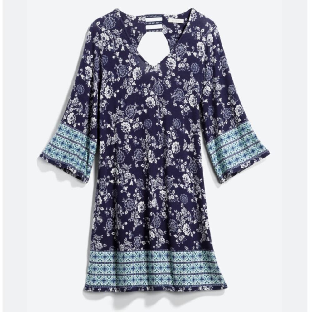 Skies are Blue Floral Print Wren Knit Dress Navy Medium M NWT